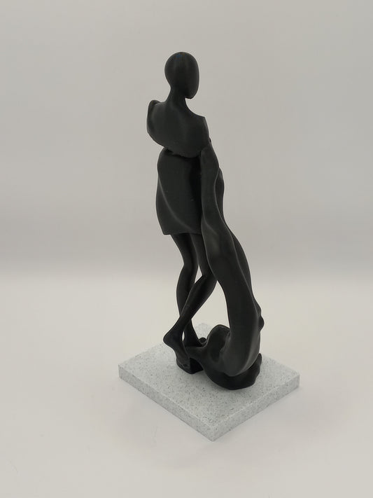 "Verstilde Beweging" – Abstract Beeld in Mat Zwart