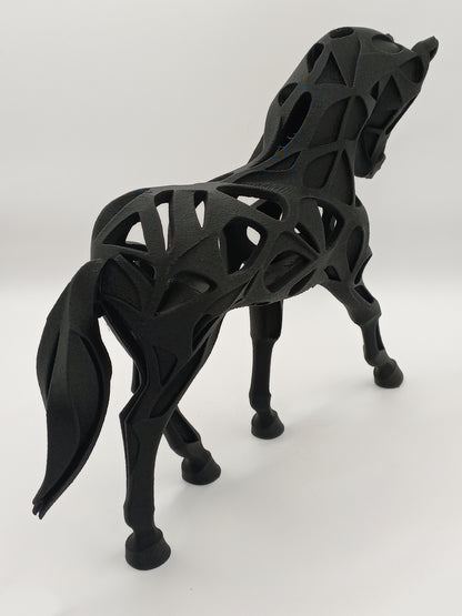 "Geest van het Paard" – Abstract Beeld in Mat Zwart