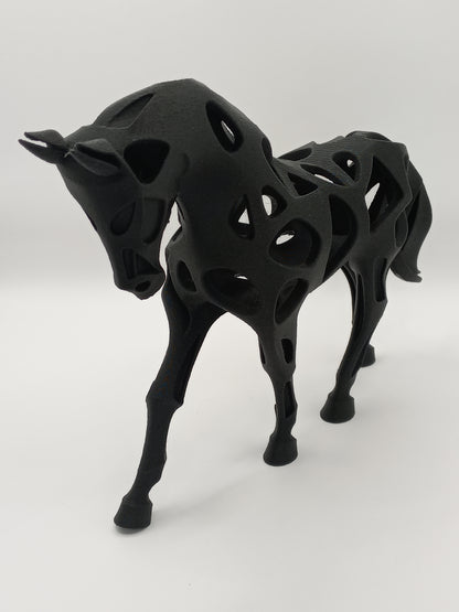 "Geest van het Paard" – Abstract Beeld in Mat Zwart