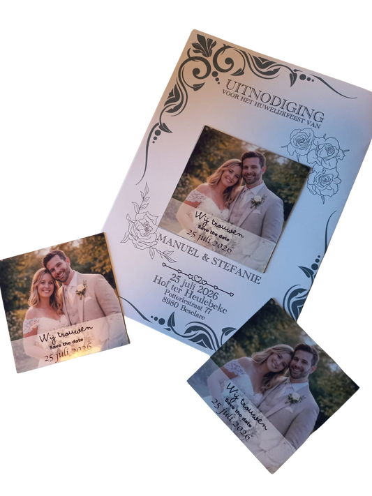 UItnodigingen met save the date magneet