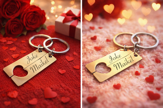 Gepersonaliseerde valentijnsleutelhanger voor koppels